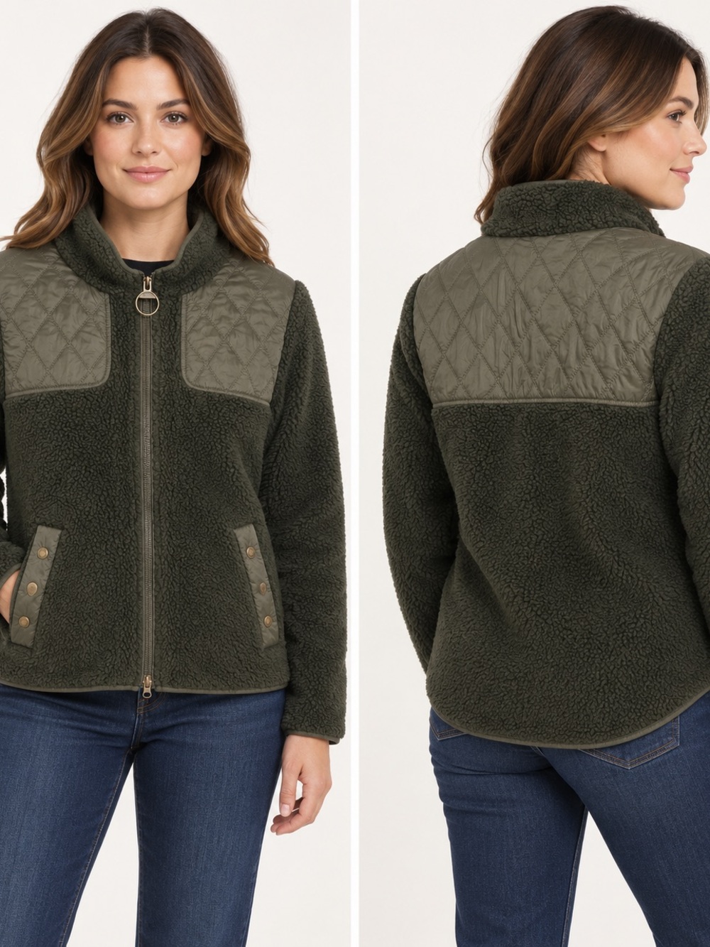 Barbour Olive Green Teddy Fleece Jacket